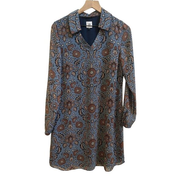 Cabi Provincial Dress Sheer Sleeve Bohemian Floral Sz Small Blue 3295‎ - Picture 6 of 9